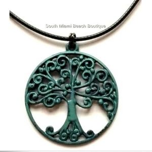 Celtic Tree of Life Necklace Patina Brass Pendant